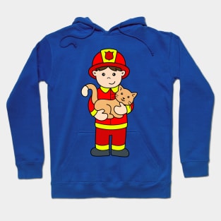 Fireman Boy Rescues Cat Hoodie